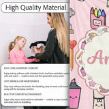 Cute Kawaii Graduation Student Art Supplies Pink Seamless Pattern  Personalised Custom Name Super Soft Fleece Blanket Bed Sofa Throw