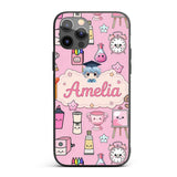 Cute Kawaii Graduation Student Art Supplies Blush Custom Name Protective Phone Case Mobile Cover Durable Everyday Smartphone Shock Resistant
