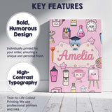 Personalised Name Cute Kawaii Graduation Custom  Unique Gift Idea Elegant Feature Canvas Wall Art Print Decor Picture Ready to Hang