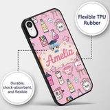 Cute Kawaii Graduation Student Art Supplies Blush Custom Name Protective Phone Case Mobile Cover Durable Everyday Smartphone Shock Resistant