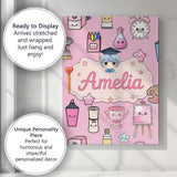 Personalised Name Cute Kawaii Graduation Custom  Unique Gift Idea Elegant Feature Canvas Wall Art Print Decor Picture Ready to Hang