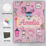 Personalised Name Cute Kawaii Graduation Custom  Unique Gift Idea Elegant Feature Canvas Wall Art Print Decor Picture Ready to Hang