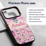 Cute Kawaii Graduation Student Art Supplies Blush Custom Name Protective Phone Case Mobile Cover Durable Everyday Smartphone Shock Resistant