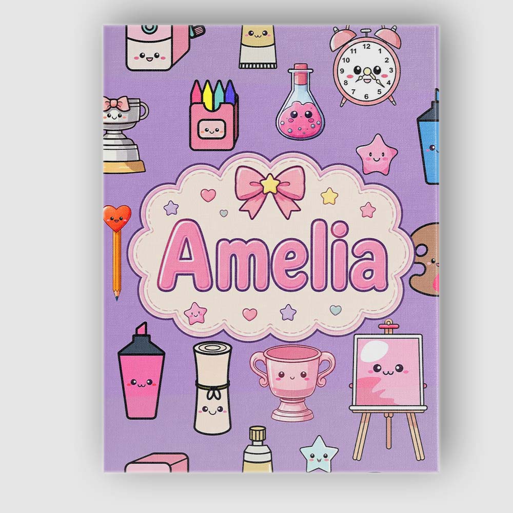 Personalised Name Cute Kawaii Graduation Custom  Unique Gift Idea Elegant Feature Canvas Wall Art Print Decor Picture Ready to Hang