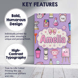 Personalised Name Cute Kawaii Graduation Custom  Unique Gift Idea Elegant Feature Canvas Wall Art Print Decor Picture Ready to Hang