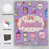 Personalised Name Cute Kawaii Graduation Custom  Unique Gift Idea Elegant Feature Canvas Wall Art Print Decor Picture Ready to Hang