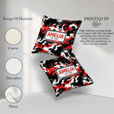Custom Name Red Black White Bold Graphic Seamless Pattern Lovely Square Filled Cushion Throw Pillow Sofa Bed Home Decor Zip Washable UK Made