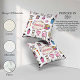 Custom Name Kawaii Graduation Student Art Supplies Grey Seamless Square Filled Cushion Throw Pillow Sofa Bed Home Decor Zip Washable UK Made