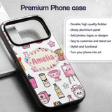 Cute Kawaii Graduation Student Art Supplies Grey Custom Name Protective Phone Case Mobile Cover Durable Everyday Smartphone Shock Resistant