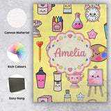 Personalised Name Cute Kawaii Graduation Custom  Unique Gift Idea Elegant Feature Canvas Wall Art Print Decor Picture Ready to Hang