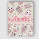 Personalised Name Cute Kawaii Maths Cat Custom  Modern Room Accent Elegant Feature Canvas Wall Art Print Decor Picture Ready to Hang