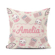Custom Name Cute Kawaii Maths Cat Calculator Ruler Seamless Name Square Filled Cushion Throw Pillow Sofa Bed Home Decor Zip Washable UK Made