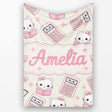 Cute Kawaii Maths Cat Calculator Ruler Seamless Pattern Name Unique  Personalised Custom Name Super Soft Fleece Blanket Bed Sofa Throw