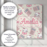 Personalised Name Cute Kawaii Maths Cat Custom  Modern Room Accent Elegant Feature Canvas Wall Art Print Decor Picture Ready to Hang