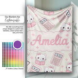Cute Kawaii Maths Cat Calculator Ruler Seamless Pattern Name Unique  Personalised Custom Name Super Soft Fleece Blanket Bed Sofa Throw