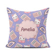 Custom Name Kawaii Maths Cat Calculator Ruler Blue Seamless Name Square Filled Cushion Throw Pillow Sofa Bed Home Decor Zip Washable UK Made