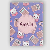 Personalised Name Cute Kawaii Maths Cat Custom  Modern Room Accent Elegant Feature Canvas Wall Art Print Decor Picture Ready to Hang