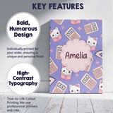 Personalised Name Cute Kawaii Maths Cat Custom  Modern Room Accent Elegant Feature Canvas Wall Art Print Decor Picture Ready to Hang