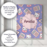 Personalised Name Cute Kawaii Maths Cat Custom  Modern Room Accent Elegant Feature Canvas Wall Art Print Decor Picture Ready to Hang