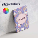 Personalised Name Cute Kawaii Maths Cat Custom  Modern Room Accent Elegant Feature Canvas Wall Art Print Decor Picture Ready to Hang