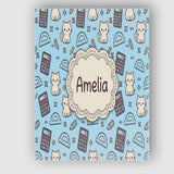 Personalised Name Cute Kawaii Maths Cat Custom  Modern Room Accent Elegant Feature Canvas Wall Art Print Decor Picture Ready to Hang