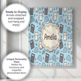 Personalised Name Cute Kawaii Maths Cat Custom  Modern Room Accent Elegant Feature Canvas Wall Art Print Decor Picture Ready to Hang