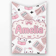 Cute Kawaii Maths Cat Calculator Ruler White Seamless Pattern Name  Personalised Custom Name Super Soft Fleece Blanket Bed Sofa Throw