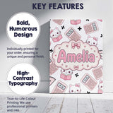 Personalised Name Cute Kawaii Maths Cat Custom  Modern Room Accent Elegant Feature Canvas Wall Art Print Decor Picture Ready to Hang
