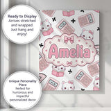 Personalised Name Cute Kawaii Maths Cat Custom  Modern Room Accent Elegant Feature Canvas Wall Art Print Decor Picture Ready to Hang