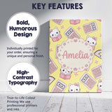 Personalised Name Cute Kawaii Maths Cat Custom  Modern Room Accent Elegant Feature Canvas Wall Art Print Decor Picture Ready to Hang