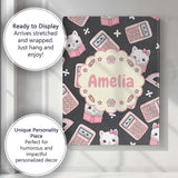 Personalised Name Cute Kawaii Maths Cat Custom  Modern Room Accent Elegant Feature Canvas Wall Art Print Decor Picture Ready to Hang