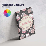 Personalised Name Cute Kawaii Maths Cat Custom  Modern Room Accent Elegant Feature Canvas Wall Art Print Decor Picture Ready to Hang