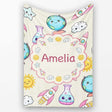 Cute Kawaii Space Rocket Globe Sun Cream Seamless Pattern Name  Personalised Custom Name Super Soft Fleece Blanket Bed Sofa Throw