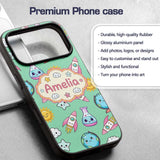 Cute Kawaii Space Rocket Globe Sun Star Learning Custom Name Protective Phone Case Mobile Cover Durable Everyday Smartphone Shock Resistant