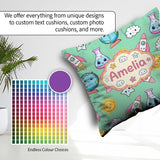 Custom Name Kawaii Space Rocket Globe Sun Star Learning Seamless Square Filled Cushion Throw Pillow Sofa Bed Home Decor Zip Washable UK Made