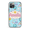 Cute Kawaii Space Rocket Globe Sun Star Blue Custom Name Protective Phone Case Mobile Cover Durable Everyday Smartphone Shock Resistant