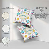 Custom Name Kawaii Space Rocket Globe Sun White Seamless Pattern Square Filled Cushion Throw Pillow Sofa Bed Home Decor Zip Washable UK Made