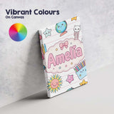 Personalised Name Cute Kawaii School Cat Custom  Unique Gift Idea Elegant Feature Canvas Wall Art Print Decor Picture Ready to Hang