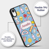 Cute Kawaii School Supplies Rainbow Apple Glue Custom Name Protective Phone Case Mobile Cover Durable Everyday Smartphone Shock Resistant