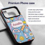 Cute Kawaii School Supplies Rainbow Apple Glue Custom Name Protective Phone Case Mobile Cover Durable Everyday Smartphone Shock Resistant