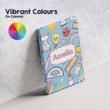 Personalised Name Cute Kawaii School Custom Premium Decorative Design Modern Room Accent Canvas Wall Art Print Decor Picture Ready to Hang