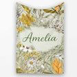 Vintage Botanical Floral Sage Green Detailed Seamless Pattern Lovely  Personalised Custom Name Super Soft Fleece Blanket Bed Sofa Throw