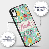Cute Kawaii School Supplies Rainbow Apple Glue Custom Name Protective Phone Case Mobile Cover Durable Everyday Smartphone Shock Resistant