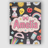 Personalised Name Cute Kawaii School Custom Premium Decorative Design Modern Room Accent Canvas Wall Art Print Decor Picture Ready to Hang