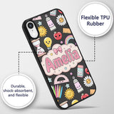 Cute Kawaii School Supplies Rainbow Apple Glue Custom Name Protective Phone Case Mobile Cover Durable Everyday Smartphone Shock Resistant