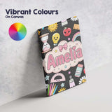 Personalised Name Cute Kawaii School Custom Premium Decorative Design Modern Room Accent Canvas Wall Art Print Decor Picture Ready to Hang