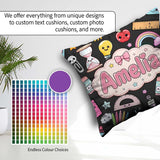Custom Name Cute Kawaii School Supplies Apple Glue Dark Seamless Square Filled Cushion Throw Pillow Sofa Bed Home Decor Zip Washable UK Made