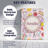 Personalised Name Cute Kawaii School Custom Premium Decorative Design Modern Room Accent Canvas Wall Art Print Decor Picture Ready to Hang