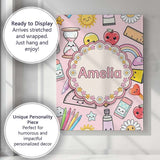Personalised Name Cute Kawaii School Custom Premium Decorative Design Modern Room Accent Canvas Wall Art Print Decor Picture Ready to Hang