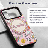 Cute Kawaii School Supplies Rainbow Apple Glue Custom Name Protective Phone Case Mobile Cover Durable Everyday Smartphone Shock Resistant